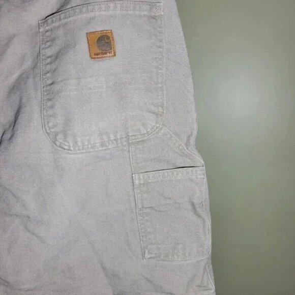 Carhartt utility carpenter cargo work thick cotton canvas gray tan shorts 38 - Picture 5 of 7